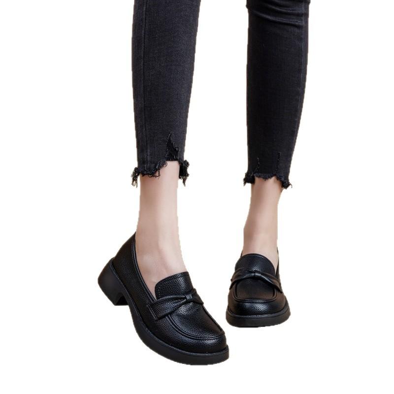 Loafers Women's Shoes 2025 New Large Size British Style Spring and Autumn Pedals Comfortable Soft Bottom Flat Bottom Non-slip Single Shoes Leather Sh