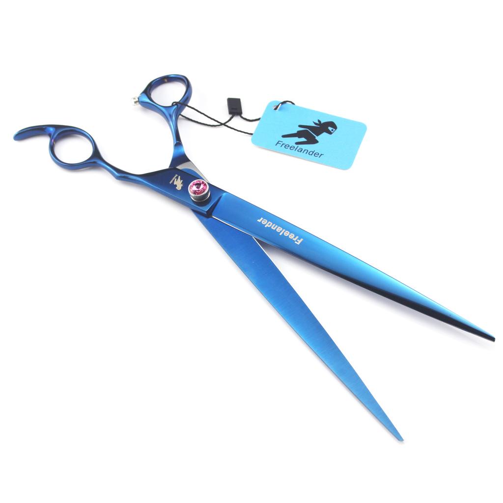 440C 10-Inch Pet Scissors, Blue, Hand-Shaped, Straight Scissors, Pet Grooming Scissors, Foreign Trade Goods