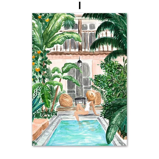 Jungle Swing Meadow Tropical Beach Pool Moroccan Wall Art Canvas Painting Posters And Prints Wall Pictures For Living Room Decor
