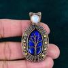 Blue Sapphire Pendant Copper Wire Wrapped Jewelry Tree of Life Rainbow Moonstone Jewelry Gemstone Jewelry Handmade Fashionable Pendant