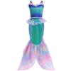 Girls Mermaid Cosplay Swimwear Set With Lace Splice And Halter Neck Skirt