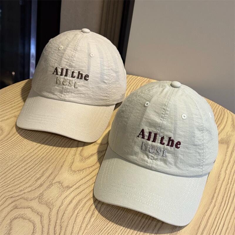 Korean-style casual simple letter-embroidered soft-top baseball cap for women, made of pure cotton, versatile and face-slimming, suitable for spring