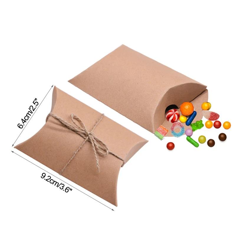 New 10/20/30Pcs Pillow Candy Box Kraft Paper Christmas Gift Packaging Boxes Candy Bags Wedding Favors Birthday Party Decorations