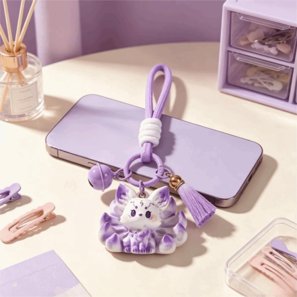 Creative Design Nine Tailed Animal Keychain Cartoon Bag Charm Resin Hanging Ornament  Holiday Gift