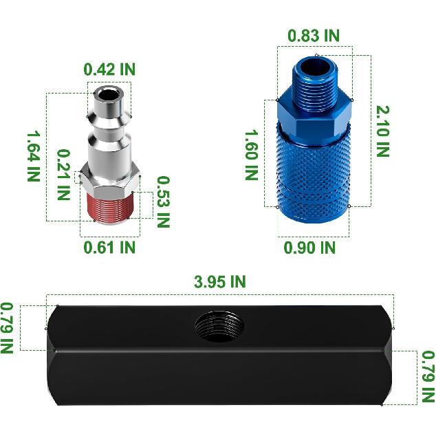TAISHER 3-Way Straight Air Manifold 4 Ports Aluminum Industrial Pneumatic Air Compressor Quick Connect Socket In Line Type Air Hose Splitter with 3