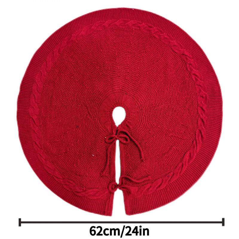 Red and Off-White Knitted Christmas Tree Skirt Decoration