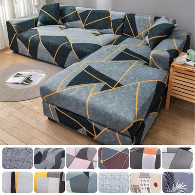 L Shaped Chaise Longue Slipcovers Chair Protector 1/2/3/4 Seat Geometric Sofa Covers For Living Room Elastic Corner Couch Cover
