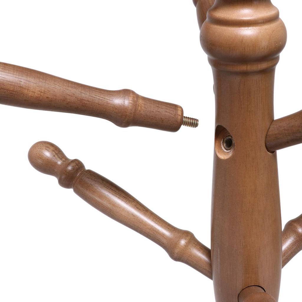 Fuji Boeki Slim Wooden Coat Hanger Rack, 50.8cm Wide x 43cm Deep x 183cm High, Dark Brown, 3-Tier Hooks, Suitable for Entryways, Product Number: 10264