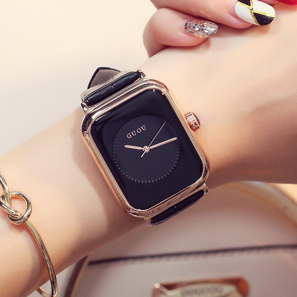 Zegarek damski, prosty temperament, kwadratowy zegarek, damski modny wodoodporny zegarek na pasku, damski zegarek