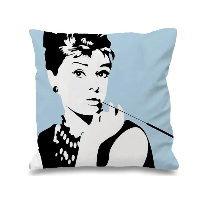 Audrey Hepburn Kissen Stuhlkissen Heim und Dekoration Doppelbettwäsche Kissenbezug Dekor 40x40 Kissenbezüge Dekorative Hülle