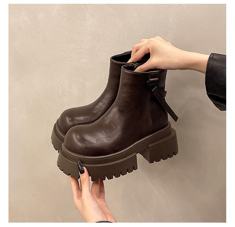 

Платформа маффин ботинки Мартин женские осень 2025 новая мода ретро Майяр британский стиль женские короткие ботинки 40 коричневый