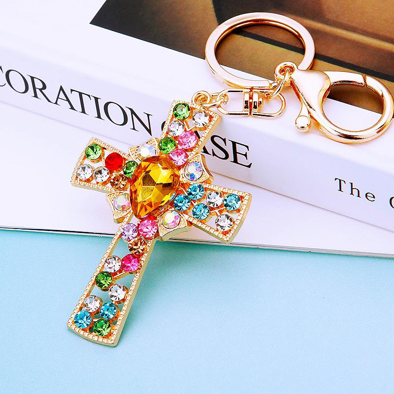 Four-Leaf Clover Rhinestone Keychain Pendant - Women's Flower Charm Keyring Gift