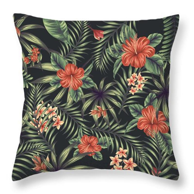 Rainforest Tropical Plant Leaf Print Pattern Cushion Cover Home Living Room Sofa Decoration Square Polyester Pillow Pillow Cover