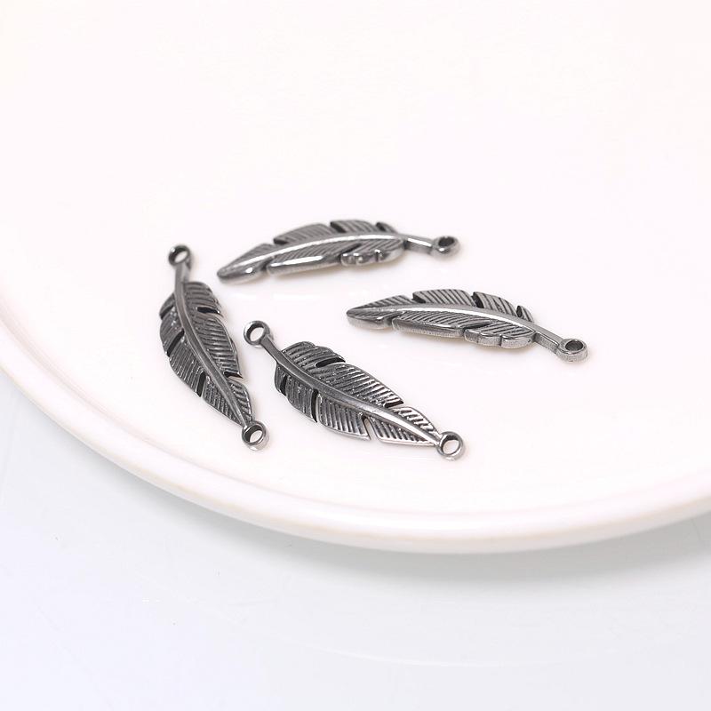 Titanium & Stainless Steel Feather Charms for DIY Jewelry - Pendants for Bracelets & Necklaces.