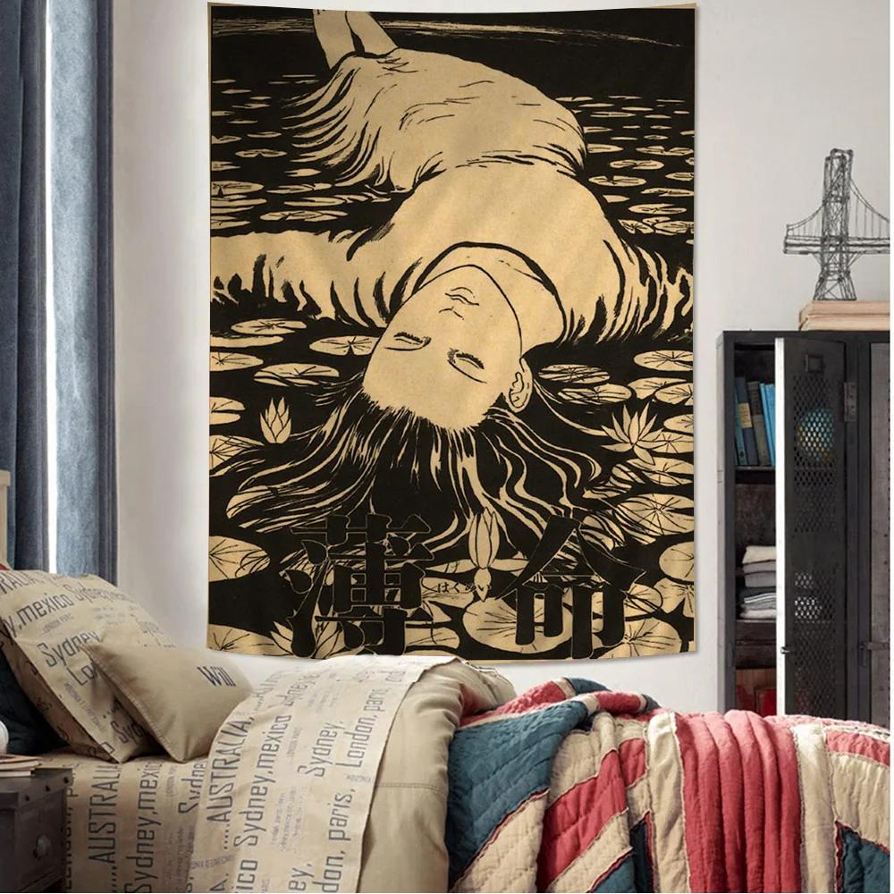 Junji Ito Wiszący Boho Gobelin Wiszący Tarot Hippisowskie Dywany Ścienne Akademik Wystrój Domu