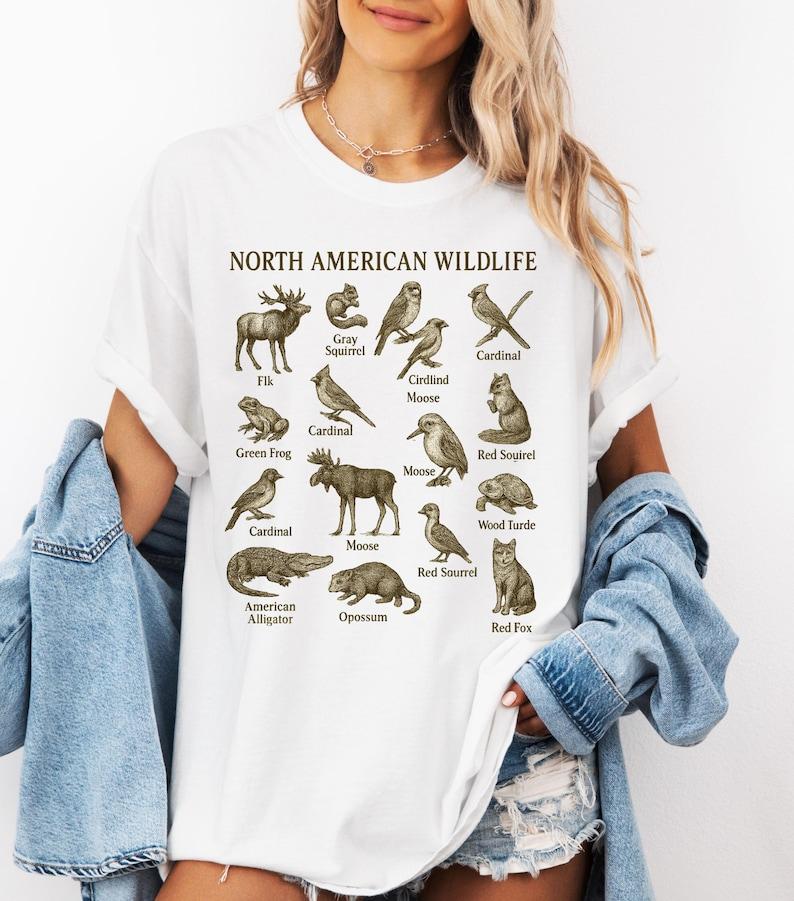 North American Wildlife Shirt Camping Nature Lover Retro Forest Animals TShirt Bear Shirt Nature Vintage 90s Unisex