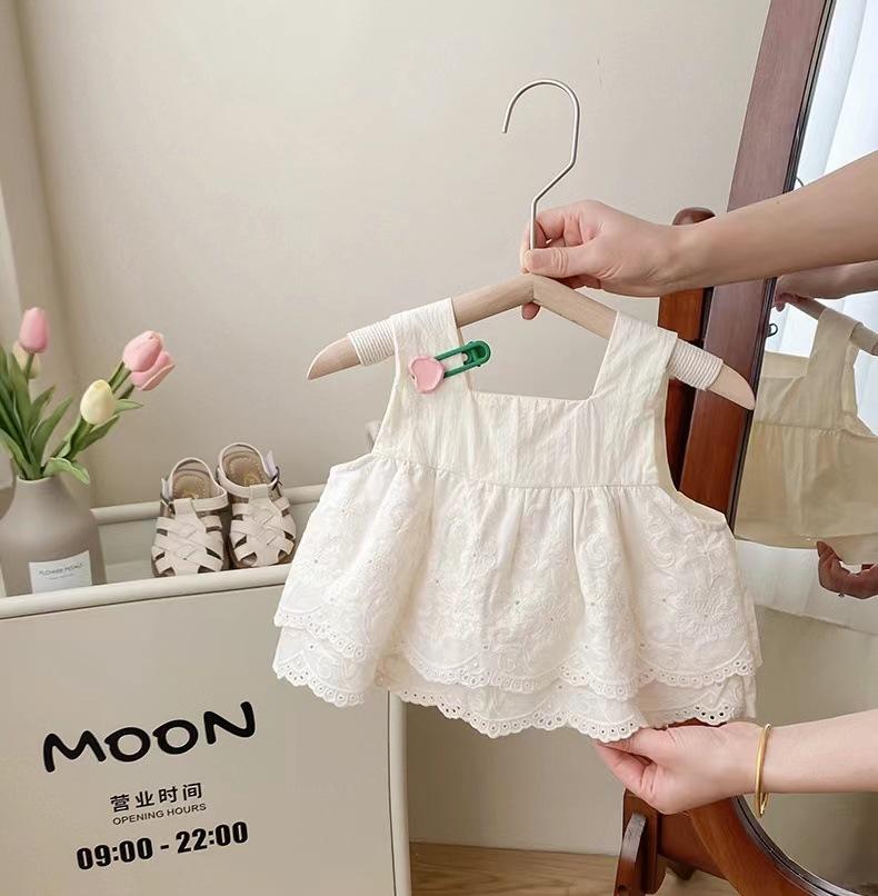Girls Embroidered Peplum Top And Bud Pants Set Stylish Sleeveless Two Piece Outfit For Toddler And Little Kids