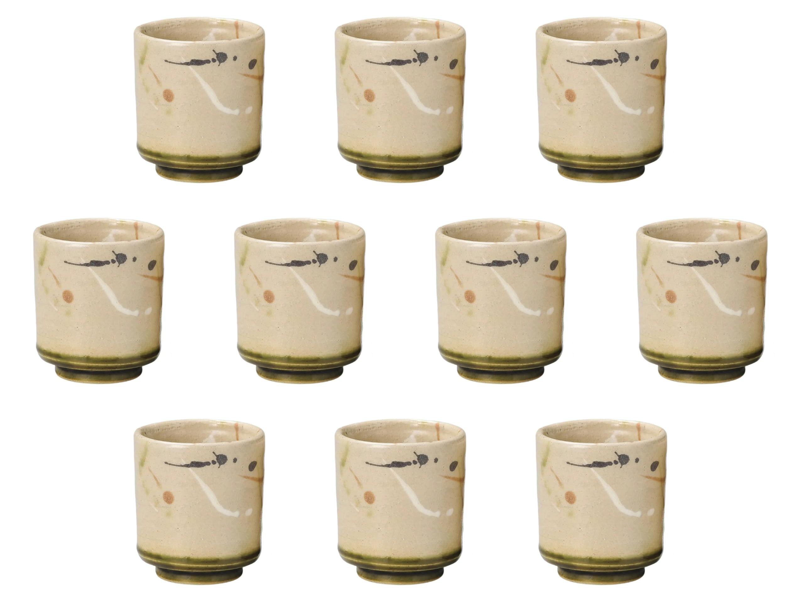 

Set of 10 Yashichida Oribe Teacups Large x cm Teacups Ceramic Setomonohonpo [7.6 8.7 (250 cc)] (Earthenware)