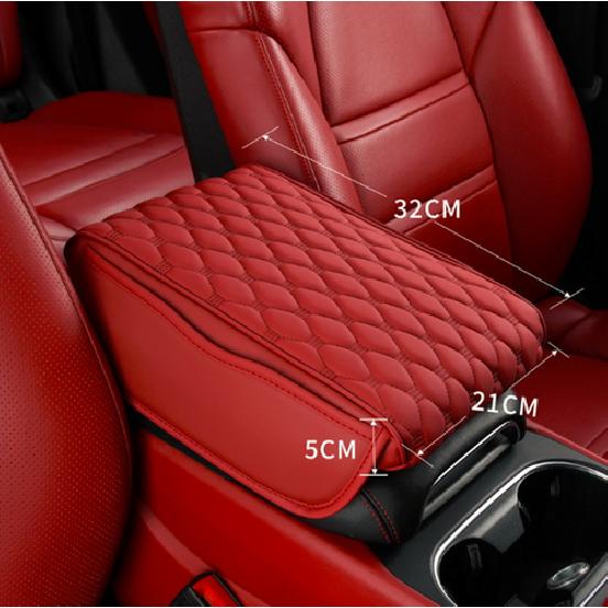 Car Armrest Box PU Leather Center Console Heighten Cushion Arm Rest Mat W/Pocket