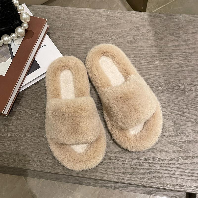 Mao Mao Slippers Women's Outer Wear 2025 New Autumn and Winter Cotton Drag Net Red Fashion Thick Bottom Ins Home Plush Slippers