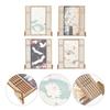 Totority Miniature Folding Screen, Set of 4, Dollhouse Furniture, Room Divider, Chinese-Style Antique Wooden Partition, Decoration, Ornament,