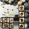 4 Pcs 2026 Grad Balloon Boxes Black Balloon Boxes with Letters So Pround of You Graduation Party Decoration for College High School Class of 2026
