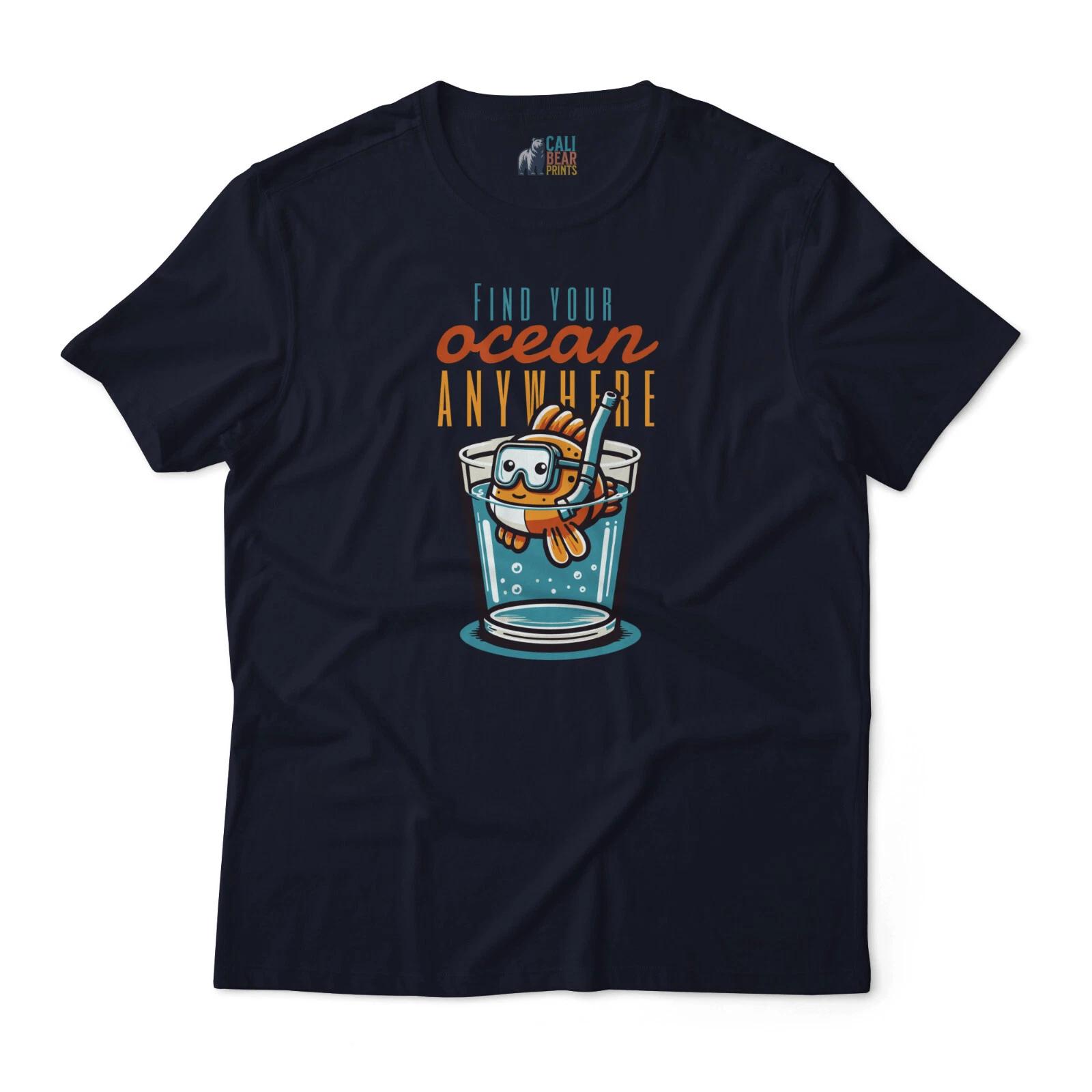 Funny Ocean-Themed T shirt – Find Your Ocean Anywhere Scuba Fish Design 4XL