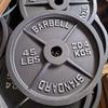 Matte Cast Iron Olympic Barbell Plate: Strength Training, Large Hole, Four-Rib Design