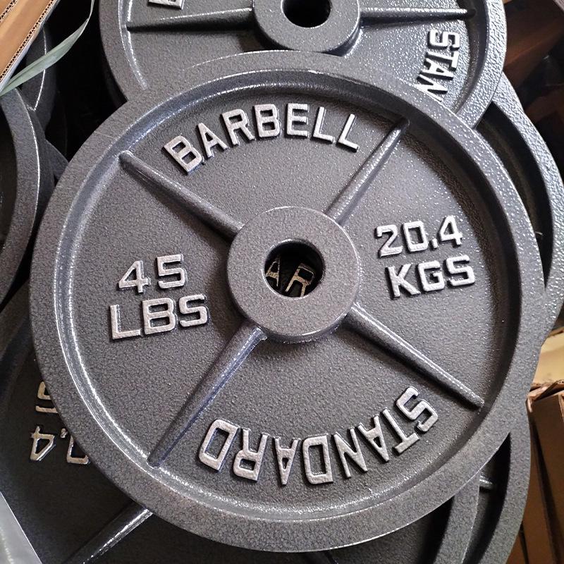 Matte Cast Iron Olympic Barbell Plate: Strength Training, Large Hole, Four-Rib Design