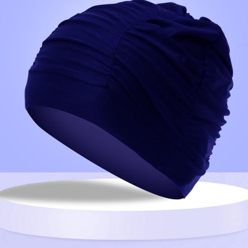 Womens Swim Cap for Long Hair Cute Korean Style Colorful Fabric Design Elegant Beach Photography Hot Spring Swimming Cap