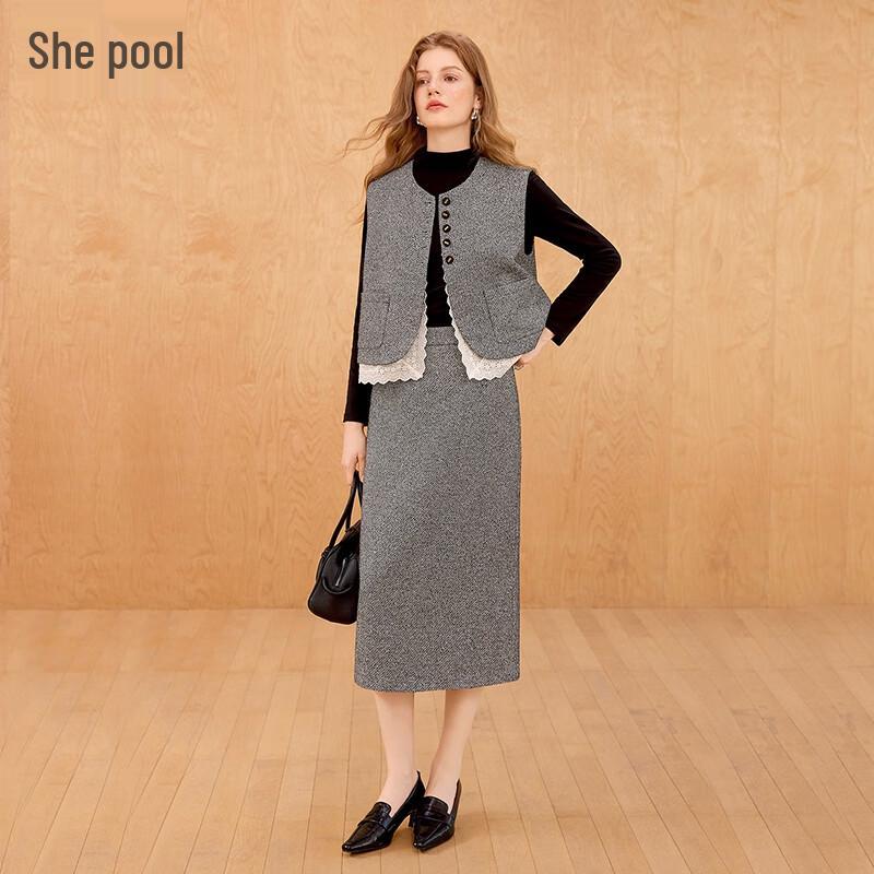 

Women s Autumn Vest & Skirt Two-Piece Set S