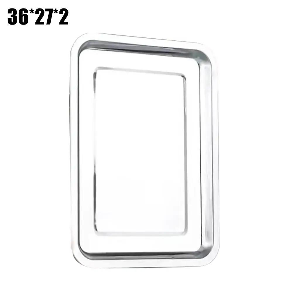 Stainless Steel Barbecue Tea Storage Serving Trays Grill Rectangle Meat Utensils Restaurant Rice Sausage Steamed Metal Plat R5F5