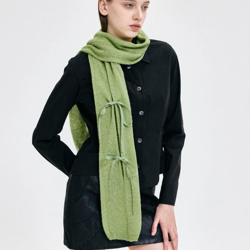 KIMZISU Ribbon Tied Muffler _ GREEN