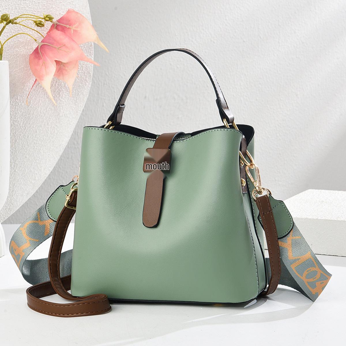 

Taizhou Women s Solid Color Bucket Handbag - Korean Style Shoulder & Crossbody Fashion Bag 19*12*19 cm зелёный