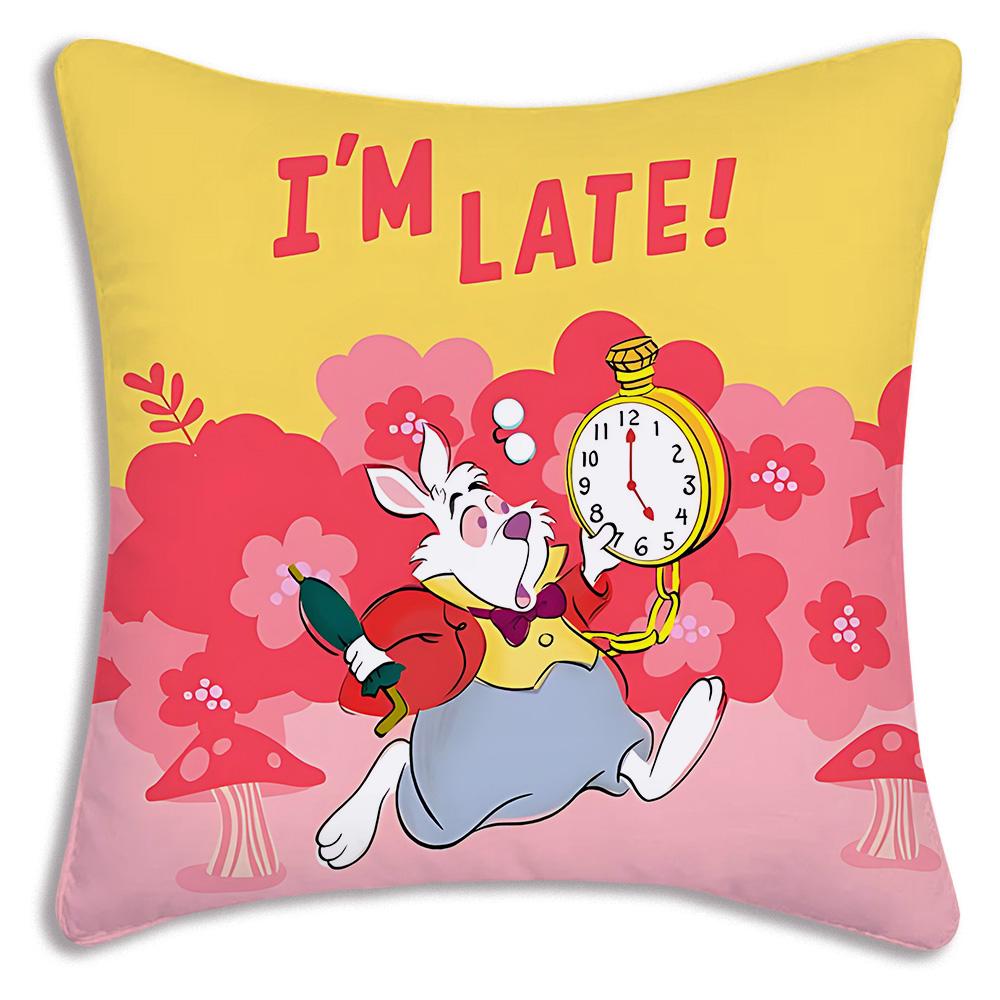 Disney Alice in Wonderland Pillow Covers Cartoon Sofa Decorative Home Double-sided Printing Short Plush Cute Cushion Cover