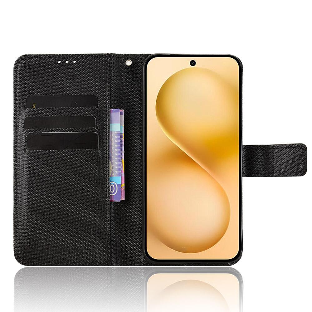 For Vivo X200 FE 5G/S30 Pro Mini 5G Leather Wallet Case with Strap Diamond Texture Phone Cover