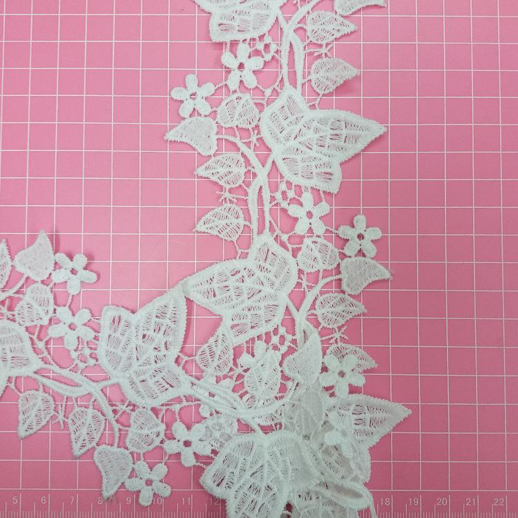 Exquisite White Hollow Milk Silk Water-Soluble Embroidery Barcode Computer Embroidery Non-Elastic Lace Hollow Wide Lace