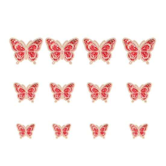 12Pcs Wall Stickers 3D Hollow Wall Decals Bedroom Living Room Decorations Removable Decorative DIY Art Decor Easy Install Birthday Party Decor красный