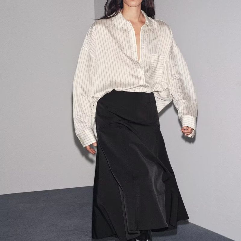 Zbzr Autumn New Women Clothes Western Style Wide Swing Fashion Belt Waist Skirts 8592464-