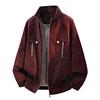 Men Vintage Stand Collar Pu Leather Jacket Loose Thick Warm Casual Coat