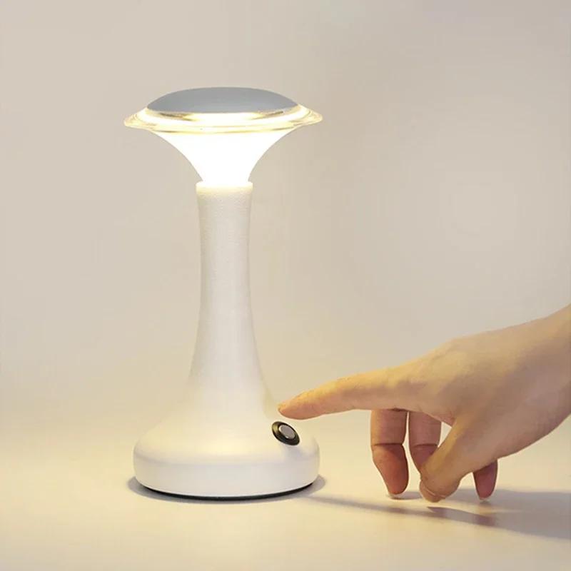 Wireless LED Table Lamp Touch Sensor Desktop Night Light Rechargeable Reading Lamp for Restaurant Hotel Bar Bedroom Decor Light