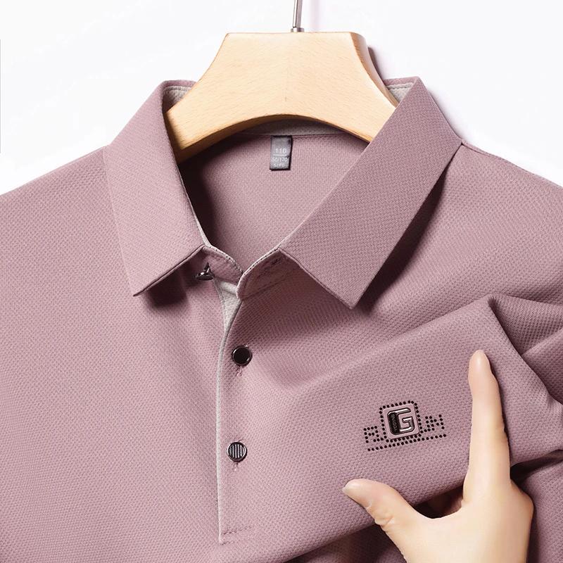 STORN New Men's Business Casual Short Sleeved Shirt with Badge Solid Color Polo Shirt Fashionable Breathable Comfortable Versatile Top