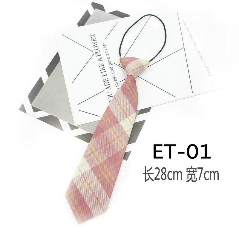 Ins Plaid Cotton Tie, Women'S Uniform College Style Rubber Band, Free Lazy Tie