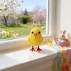 Realistic Easter Chick Figurine Flocking Chicken Doll Cute Plush Chicken Ornament  Garden Decor