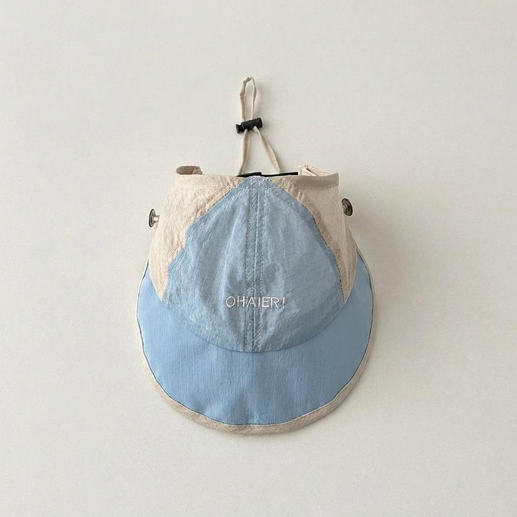 Summer Casual Kids Sun Hat Letter Color Blocking Adjust Visor Cap for Boys and Girls Thin Breathable Children Hat