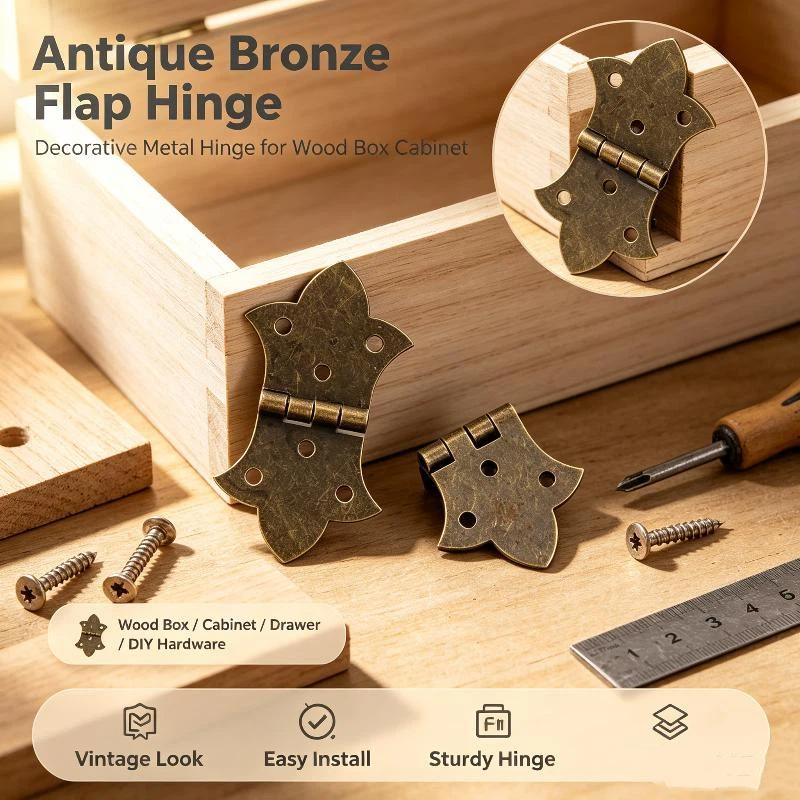 Dekorative kleine Eisenbänder im Vintage-Stil 2 Stück Klappscharniere Perfekt für Schmuckschatulle Schrank Schublade DIY Handwerk Reparaturen