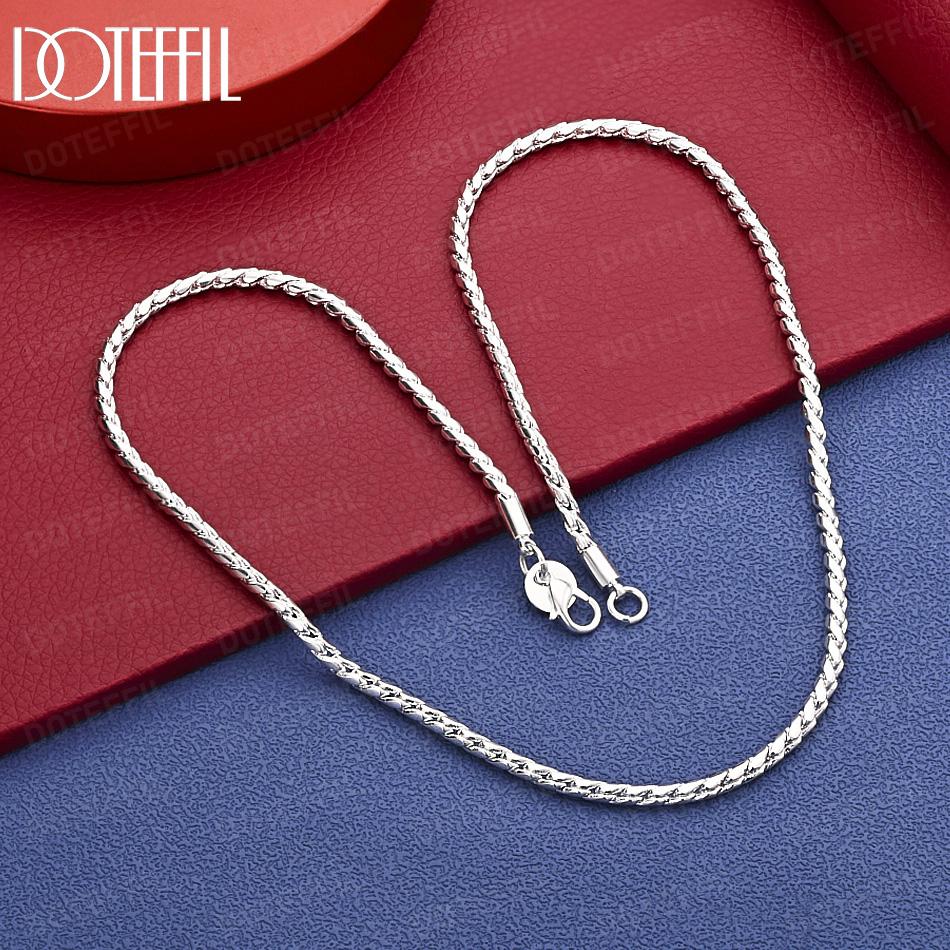 

925 Sterling Silver 4mm 20-inch Necklace Wedding Fashion Jewelry 50cm
