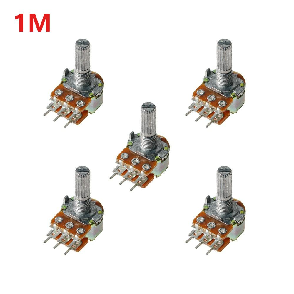 5PCS WH148 6Pin Rotary Potentiometer B1K B2K B5K B10K B20K B50K B100K B500K 20MM Shaft Amplifier Dual Stereo Potentiometers Kit