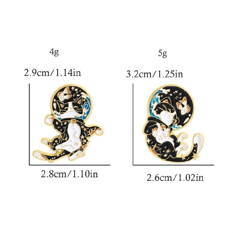 Tecknade katter i rymddräkt Brosch Legering Stjärnbilder Kragstift Smycke Gåva till Vän Familj Samlare
