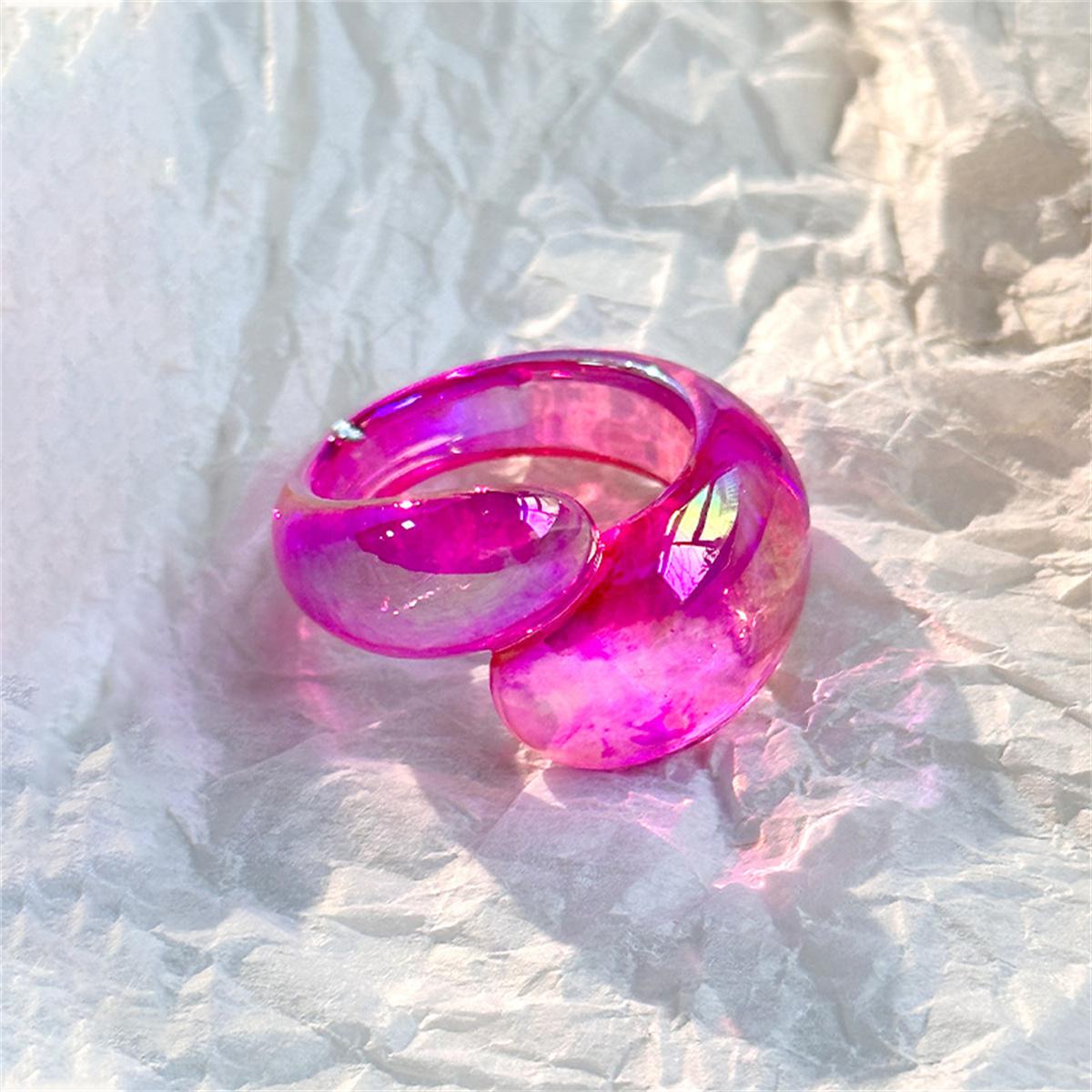 

Sweet Summer Mutilcolor Shiny Acrylic Resin Geometry Oval Cross Open Rings For Women Girls Korean Stacked Ring Travel Jewelry 7
